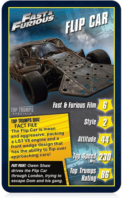 Top Trumps Special Fast and Furious Card Game, juega con coches de películas como Dodge Ice Charger, Lykan Hypersport, International MXT - MVA, regalo y juguete para niños y niñas a partir de 6 años