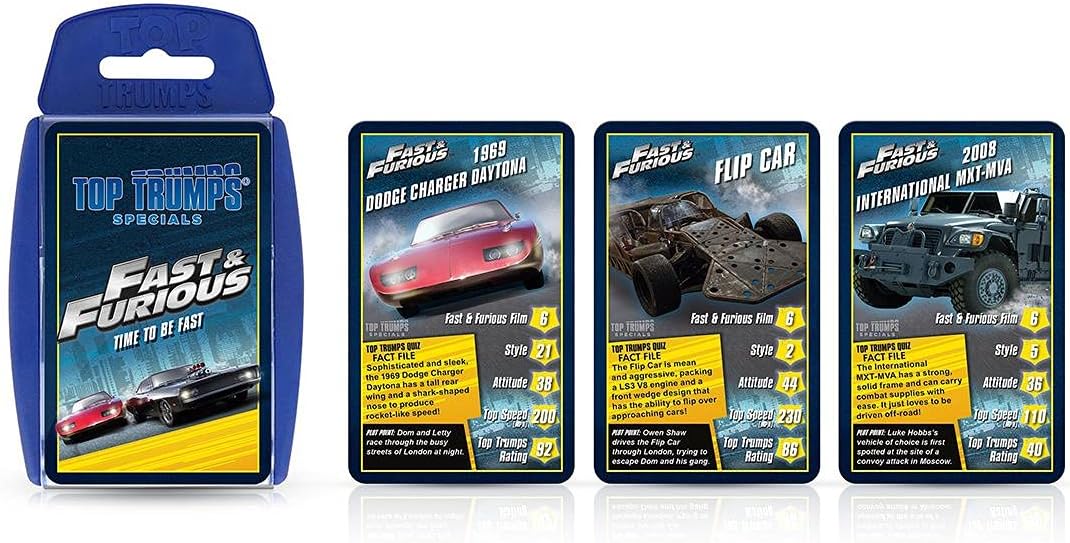 Top Trumps Special Fast and Furious Card Game, juega con coches de películas como Dodge Ice Charger, Lykan Hypersport, International MXT - MVA, regalo y juguete para niños y niñas a partir de 6 años