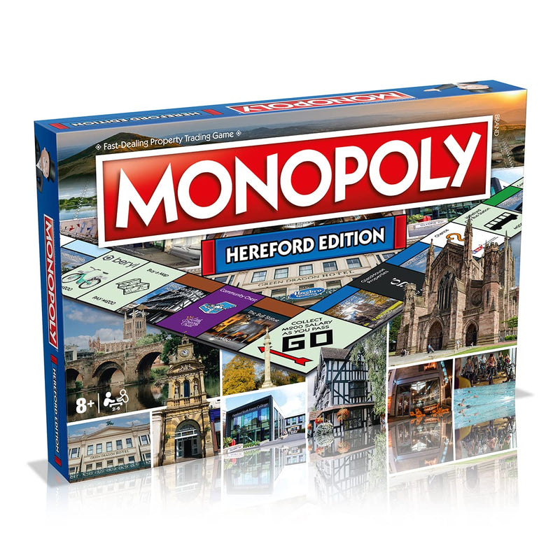 Winning Moves Hereford Monopoly Board Game , Advance to the Bull Statue, the Black and White House Museum and the Old Wye Bridge, 2–6 players makes a great gift for ages 8 plus