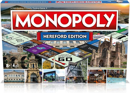 Winning Moves Hereford Monopoly Board Game , Advance to the Bull Statue, the Black and White House Museum and the Old Wye Bridge, 2–6 players makes a great gift for ages 8 plus