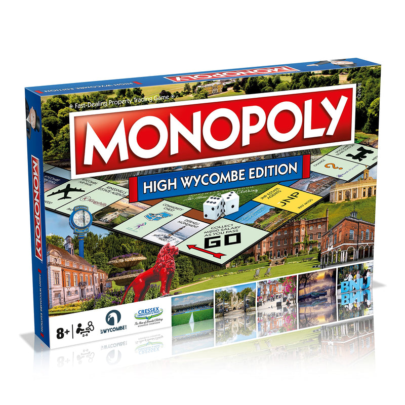 Winning Moves High Wycombe Monopoly Board Game, Advance to The Guildhall, Rye Park and Hughenden Manor National Trust, Invest in houses and hotels, 2–6 players makes a great gift for ages 8 plus