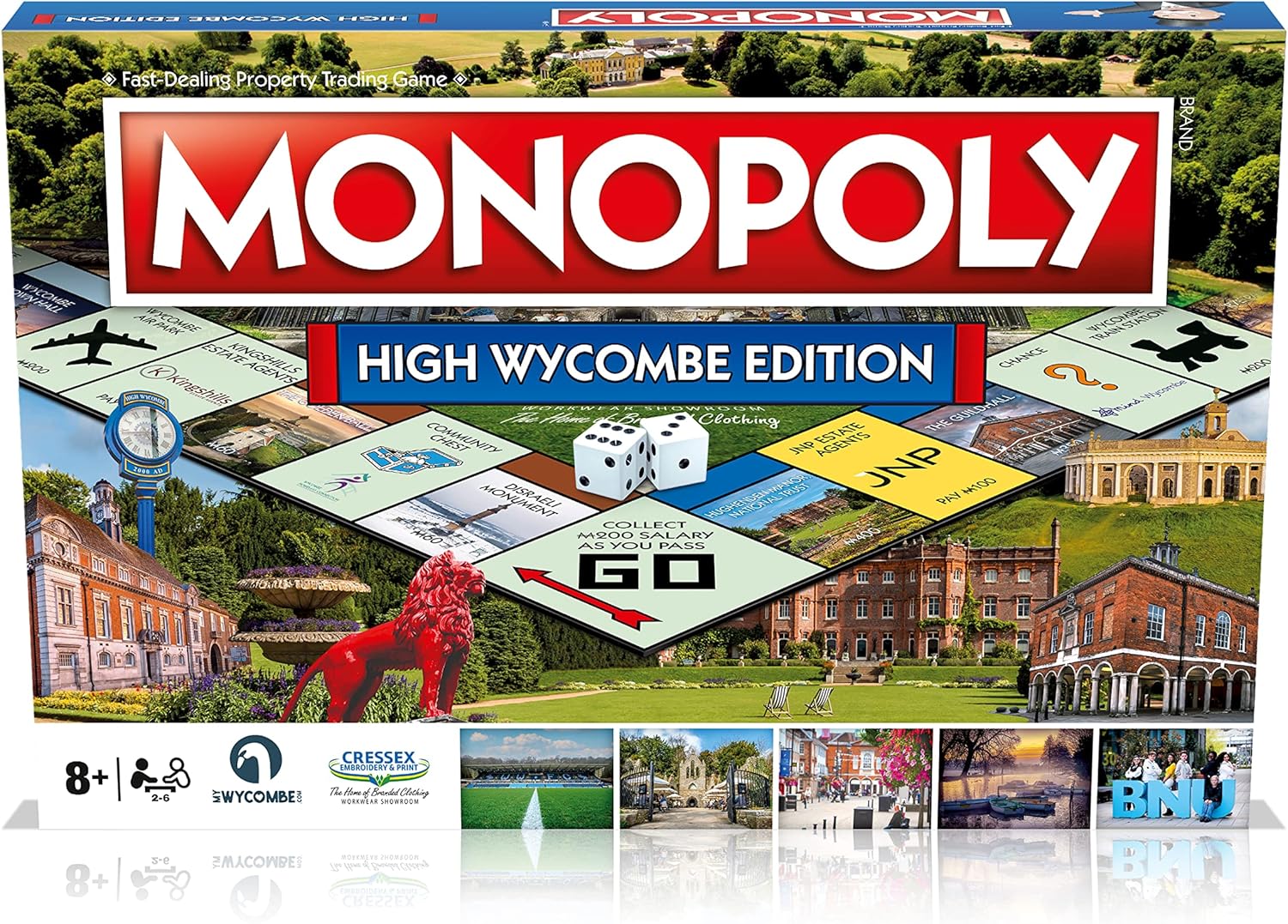 Winning Moves High Wycombe Monopoly Board Game, Advance to The Guildhall, Rye Park and Hughenden Manor National Trust, Invest in houses and hotels, 2–6 players makes a great gift for ages 8 plus