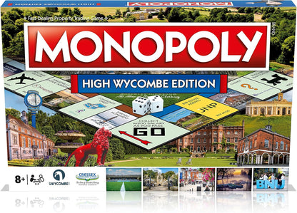 Winning Moves High Wycombe Monopoly Board Game, Advance to The Guildhall, Rye Park and Hughenden Manor National Trust, Invest in houses and hotels, 2–6 players makes a great gift for ages 8 plus