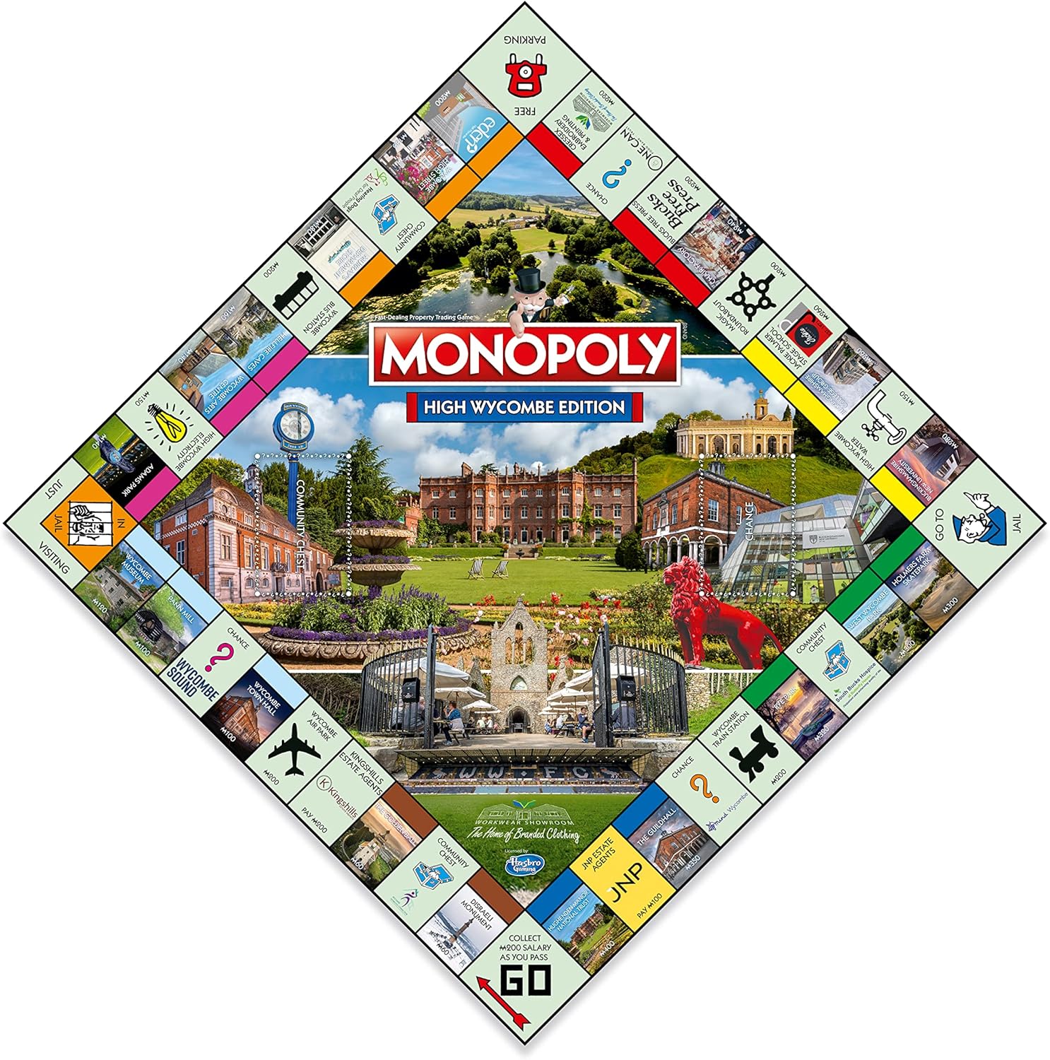 Winning Moves High Wycombe Monopoly Board Game, Advance to The Guildhall, Rye Park and Hughenden Manor National Trust, Invest in houses and hotels, 2–6 players makes a great gift for ages 8 plus