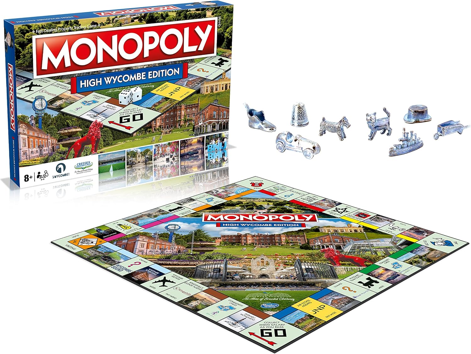 Winning Moves High Wycombe Monopoly Board Game, Advance to The Guildhall, Rye Park and Hughenden Manor National Trust, Invest in houses and hotels, 2–6 players makes a great gift for ages 8 plus