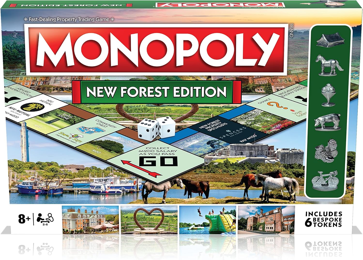 Winning Moves New Forest Monopoly Board Game, Pick up a Chance or a Community Chest, watch out for taxes, jail and bankruptcy and trade your way to success, makes a great gift for players aged 8 plus