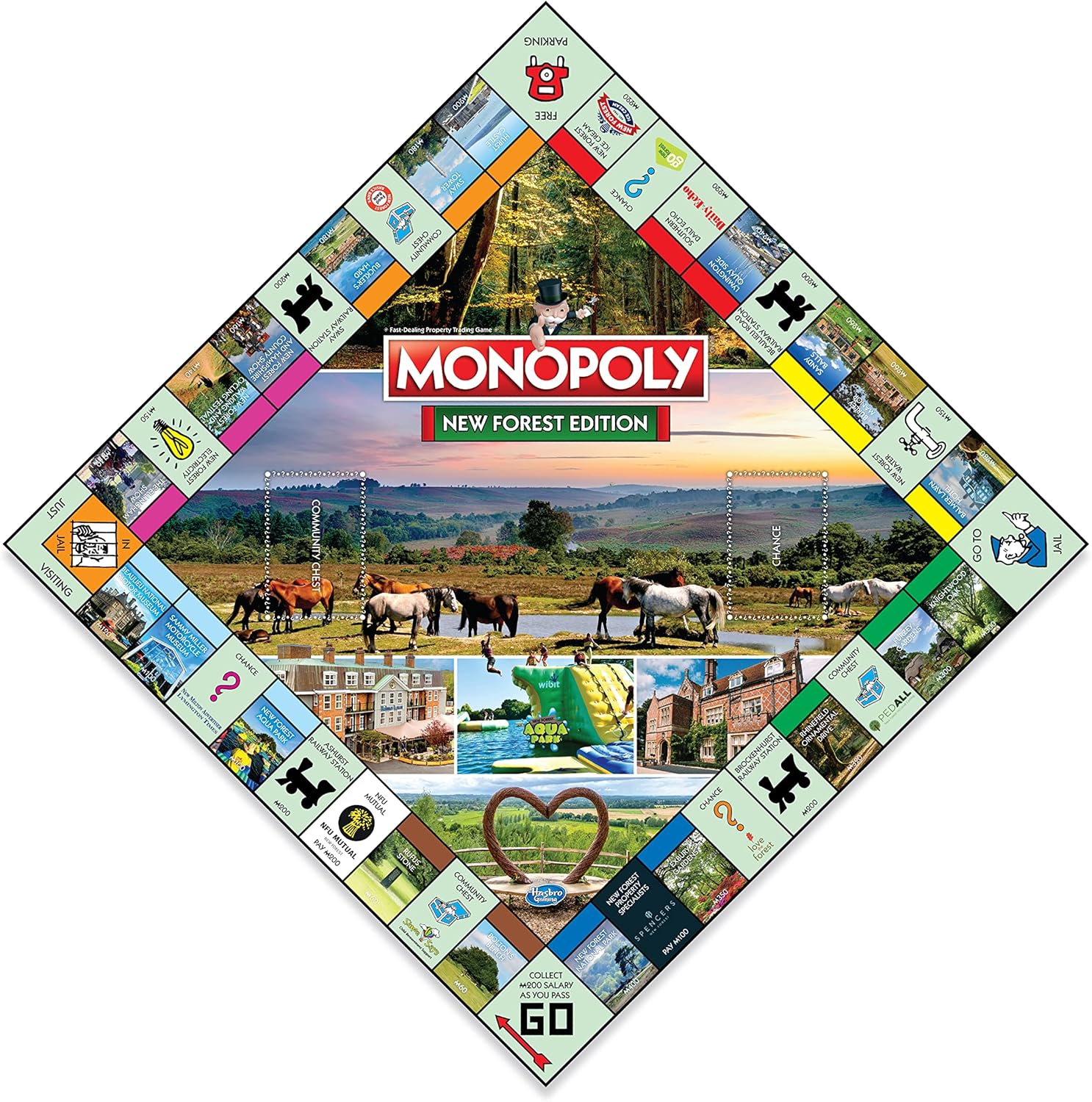 Winning Moves New Forest Monopoly Board Game, Pick up a Chance or a Community Chest, watch out for taxes, jail and bankruptcy and trade your way to success, makes a great gift for players aged 8 plus