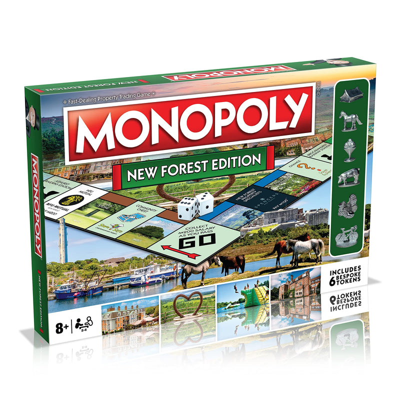 Winning Moves New Forest Monopoly Board Game, Pick up a Chance or a Community Chest, watch out for taxes, jail and bankruptcy and trade your way to success, makes a great gift for players aged 8 plus