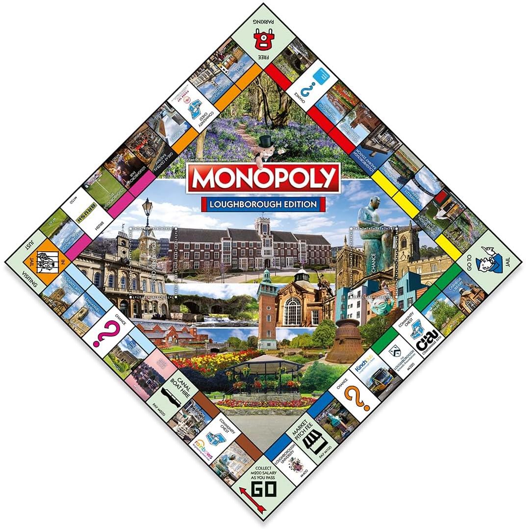 Winning Moves Loughborough Monopoly Board Game, Tour around the board, buy, sell and trade your way to success, makes a great gift for ages 8 plus