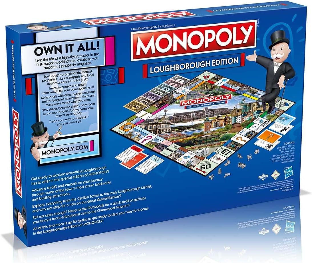 Winning Moves Loughborough Monopoly Board Game, Tour around the board, buy, sell and trade your way to success, makes a great gift for ages 8 plus