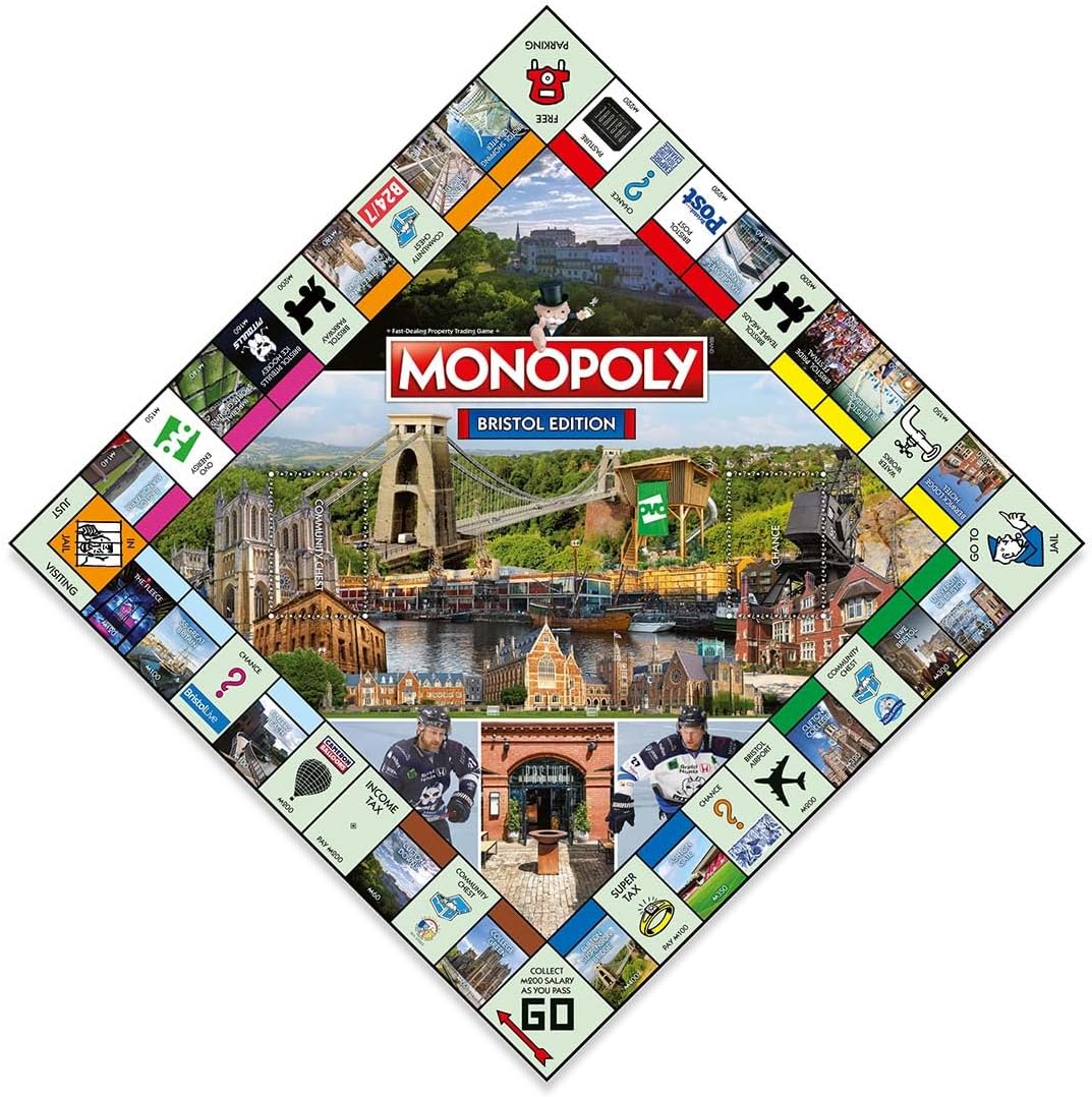 Winning Moves Bristol Monopoly Board Game, Tour around the board, buy, sell and trade your way to success, makes a great gift for ages 8 plus