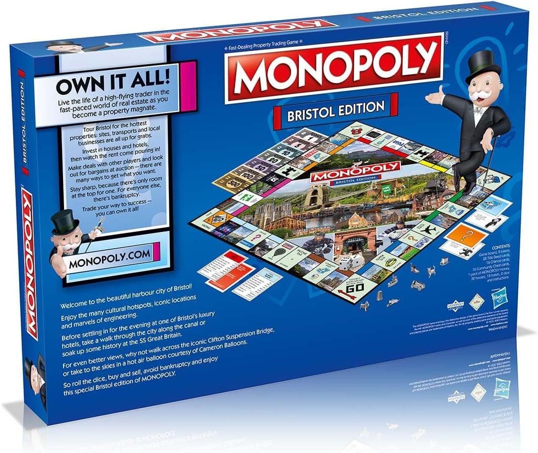 Winning Moves Bristol Monopoly Board Game, Tour around the board, buy, sell and trade your way to success, makes a great gift for ages 8 plus