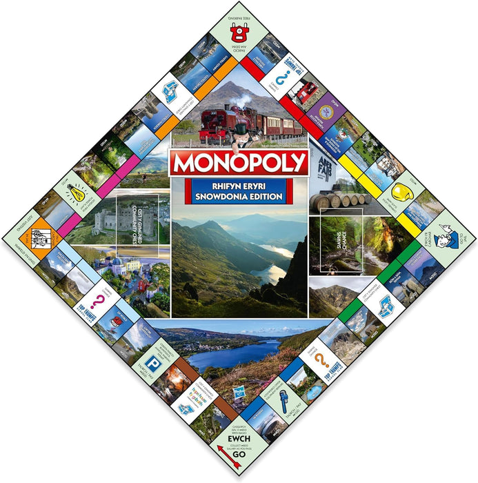 Winning Moves Rhifyn Eryri Snowdonia Monopoly Board Game, Advance around the board and trade your way to success, gift for ages 8 plus