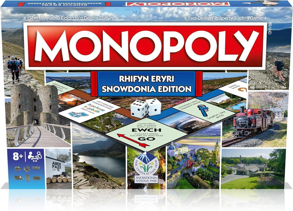 Winning Moves Rhifyn Eryri Snowdonia Monopoly Board Game, Advance around the board and trade your way to success, gift for ages 8 plus