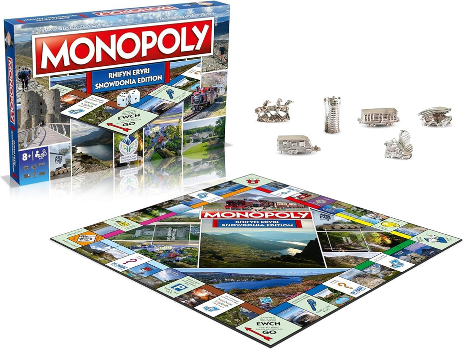 Winning Moves Rhifyn Eryri Snowdonia Monopoly Board Game, Advance around the board and trade your way to success, gift for ages 8 plus