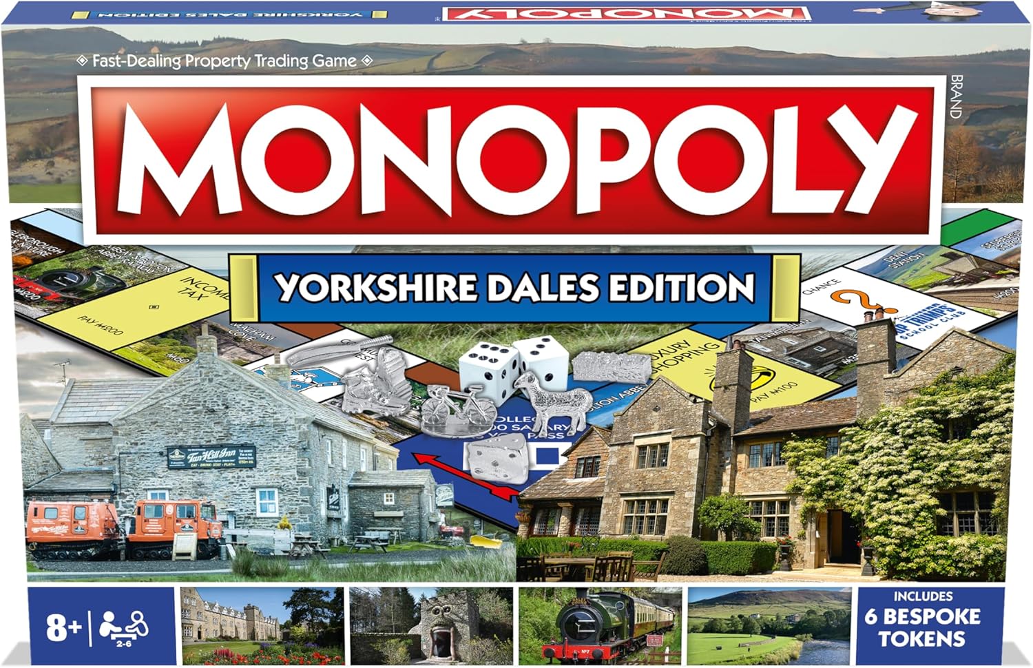 Winning Moves Yorkshire Dales Monopoly Board Game, Advance around the board and trade your way to success, gift for ages 8 plus