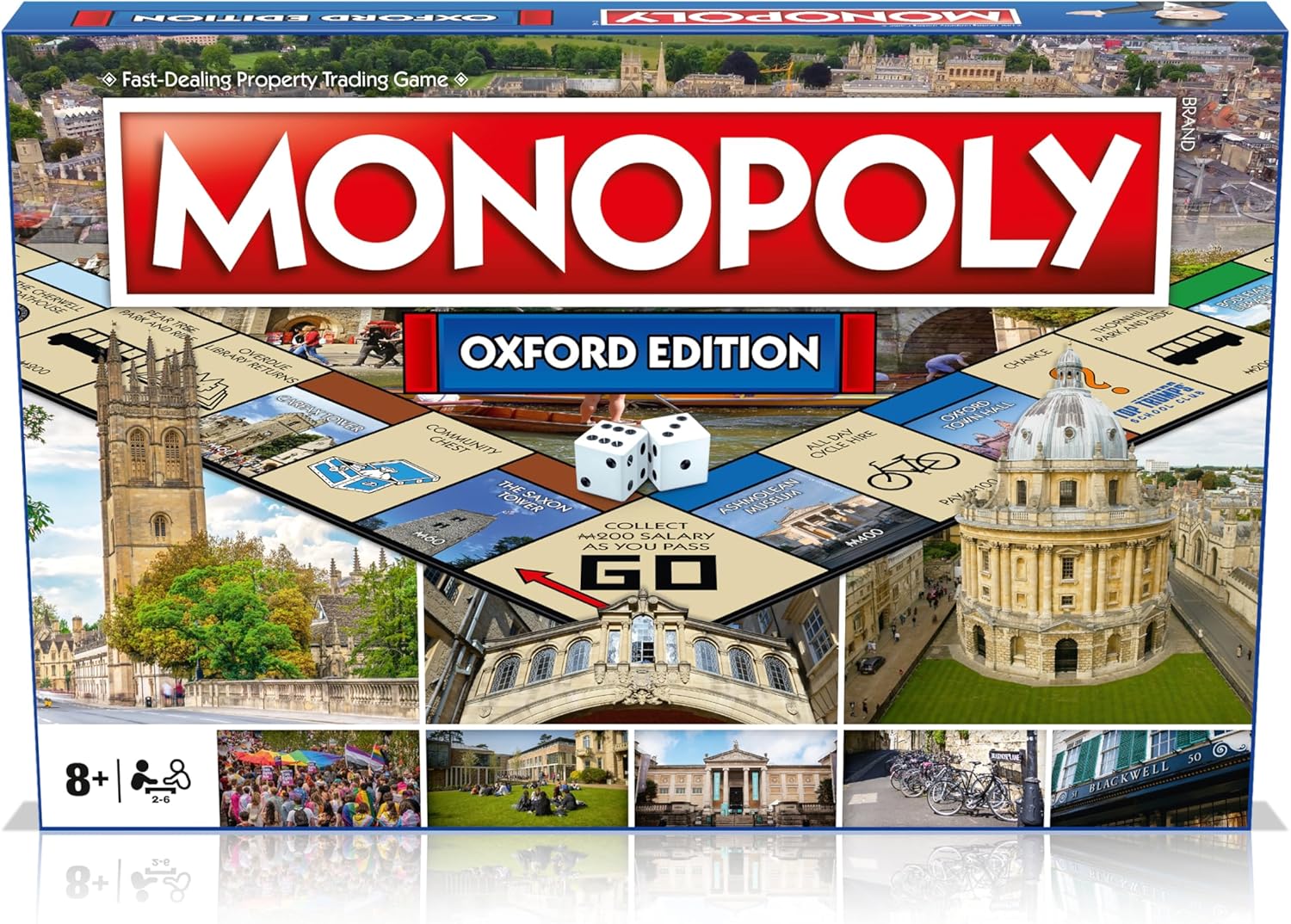 Winning Moves Oxford Monopoly Board Game, Advance around the board and trade your way to success, gift for ages 8 plus