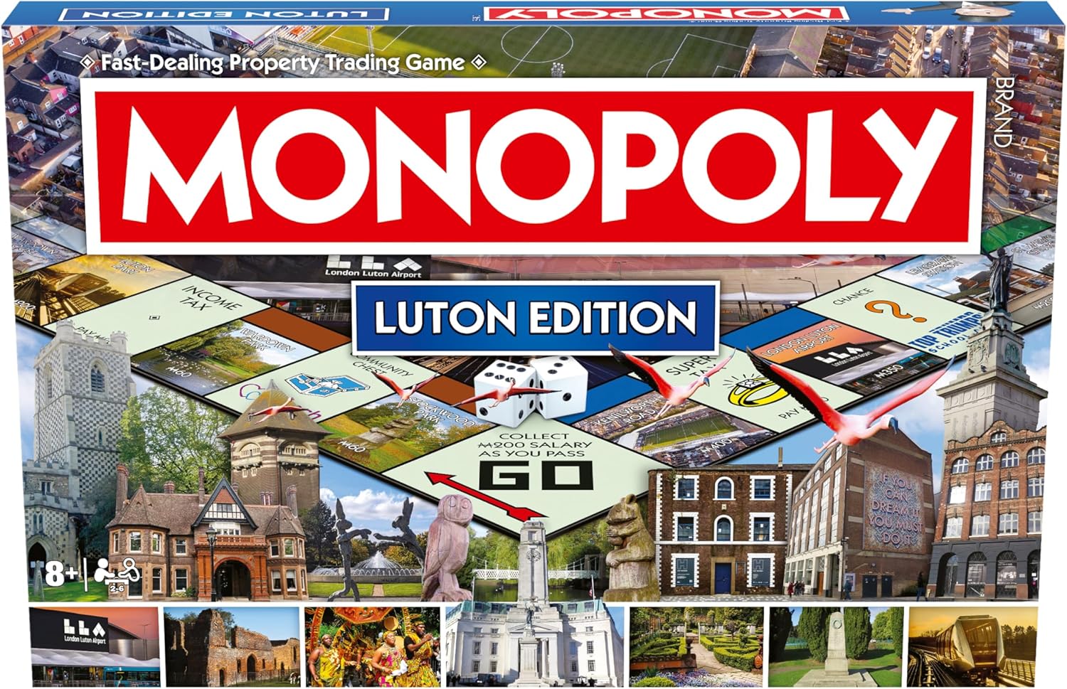 Winning Moves Luton Monopoly Board Game, Advance around the board and trade your way to success, gift for ages 8 plus