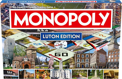 Winning Moves Luton Monopoly Board Game, Advance around the board and trade your way to success, gift for ages 8 plus