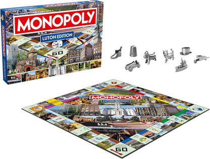 Winning Moves Luton Monopoly Board Game, Advance around the board and trade your way to success, gift for ages 8 plus