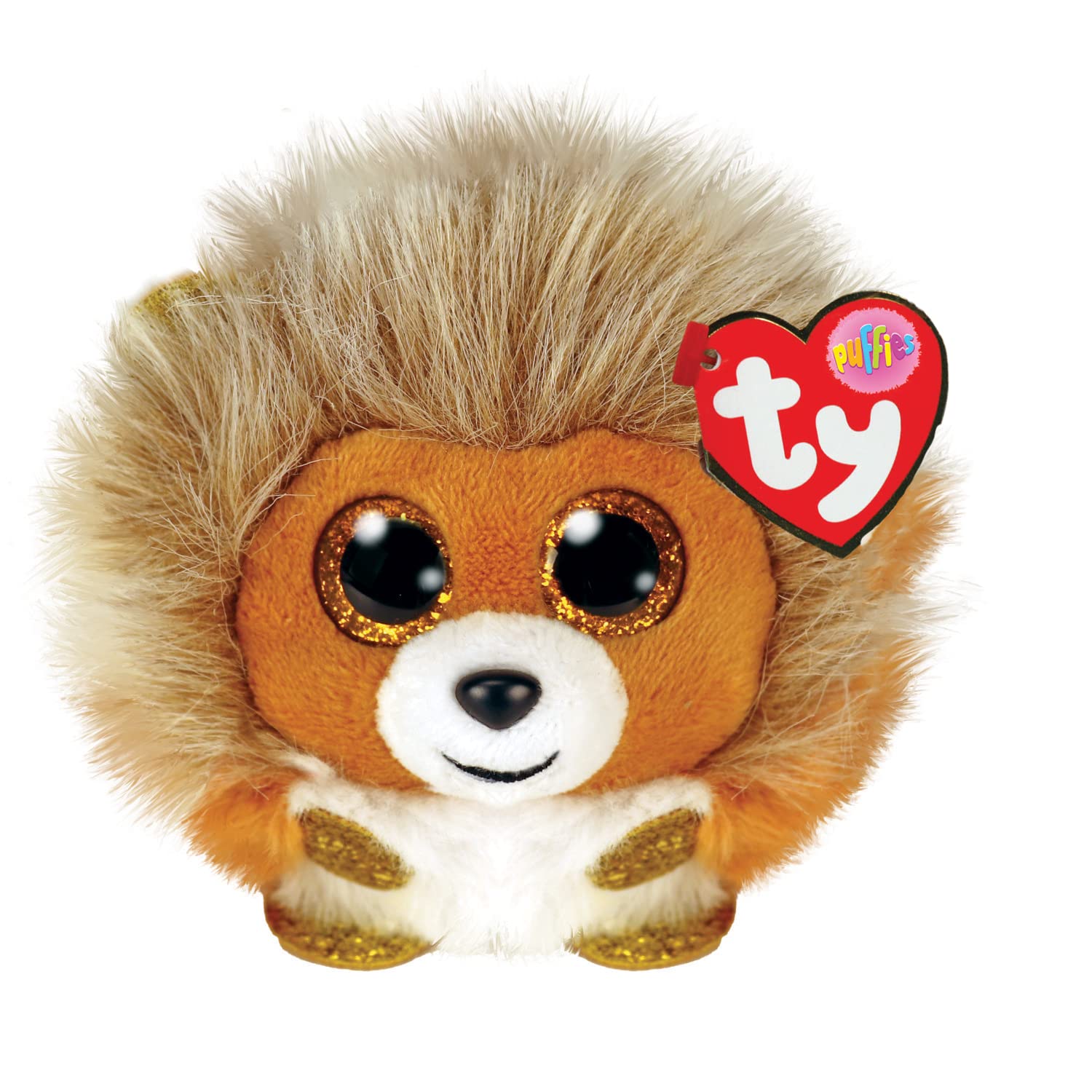 Ty Beanie Balls Ceasar il Leone con gli Occhioni Dorati Glitter, Animaletti di Peluche Morbidi e Tondi da Collezionare 8 cm T42501