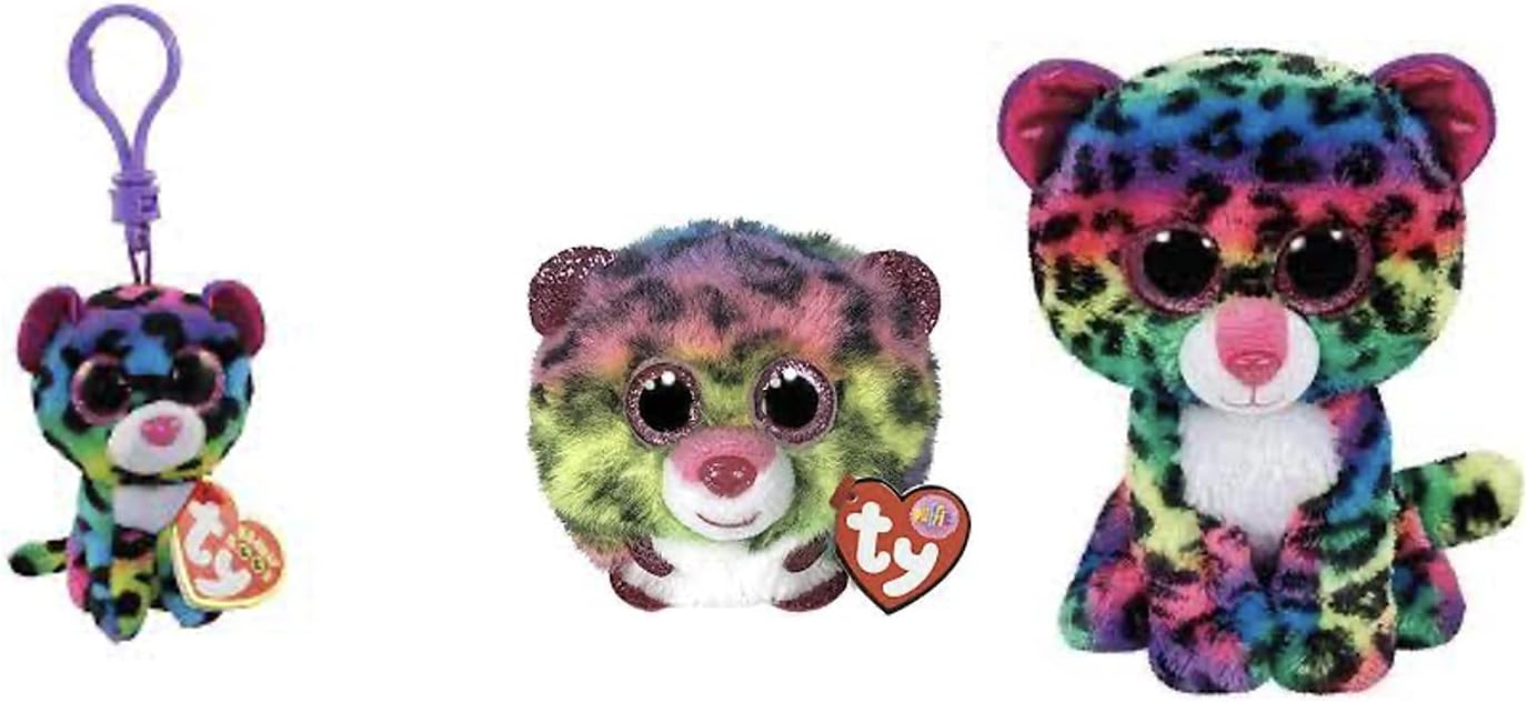 TY 2007539 Dot Leopard Puffies Plush Animal, Multicolor