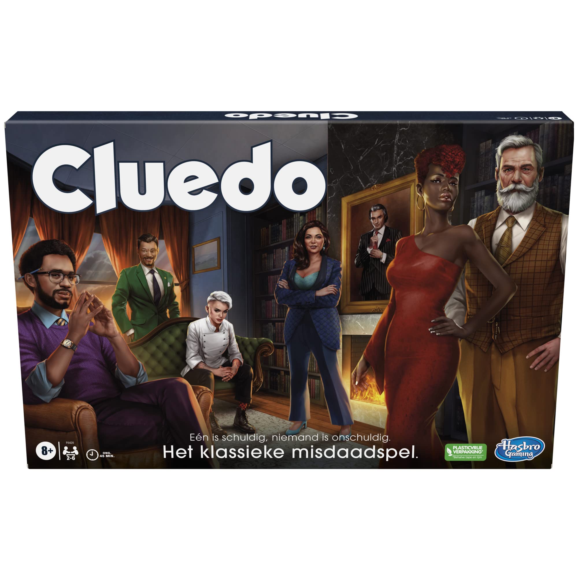 Cluedo Gesellschaftsspiel, erneuertes Cluedo-Spiel für 2 bis 6 Spieler, Kriminspiele, Detektivspiele, Familienspiele für Kinder und Erwachsene (‎Niederländisch