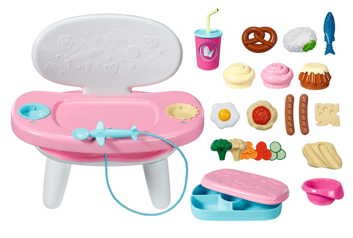 BABY born Lunch Time Table with Interactive Light and Sound Functions, with Over 10 Different Meal and Drink Options For 43cm Dolls, For Children Aged 3+, 837009 Zapf Creation