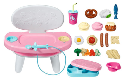 BABY born Lunch Time Table with Interactive Light and Sound Functions, with Over 10 Different Meal and Drink Options For 43cm Dolls, For Children Aged 3+, 837009 Zapf Creation