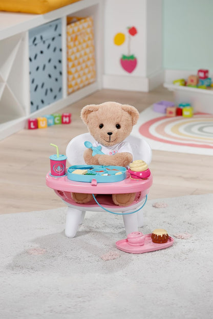 BABY born Lunch Time Table with Interactive Light and Sound Functions, with Over 10 Different Meal and Drink Options For 43cm Dolls, For Children Aged 3+, 837009 Zapf Creation