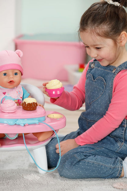 BABY born Lunch Time Table with Interactive Light and Sound Functions, with Over 10 Different Meal and Drink Options For 43cm Dolls, For Children Aged 3+, 837009 Zapf Creation