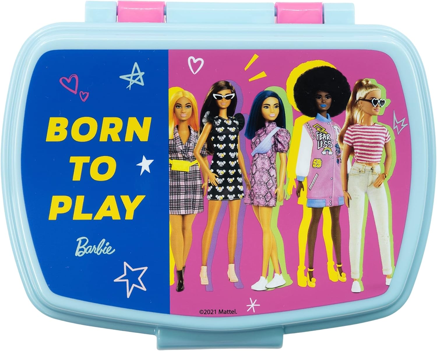 Stor 15974 Lunch Box, BPA Free Plastic, 250 centiliters, Pink-Barbie
