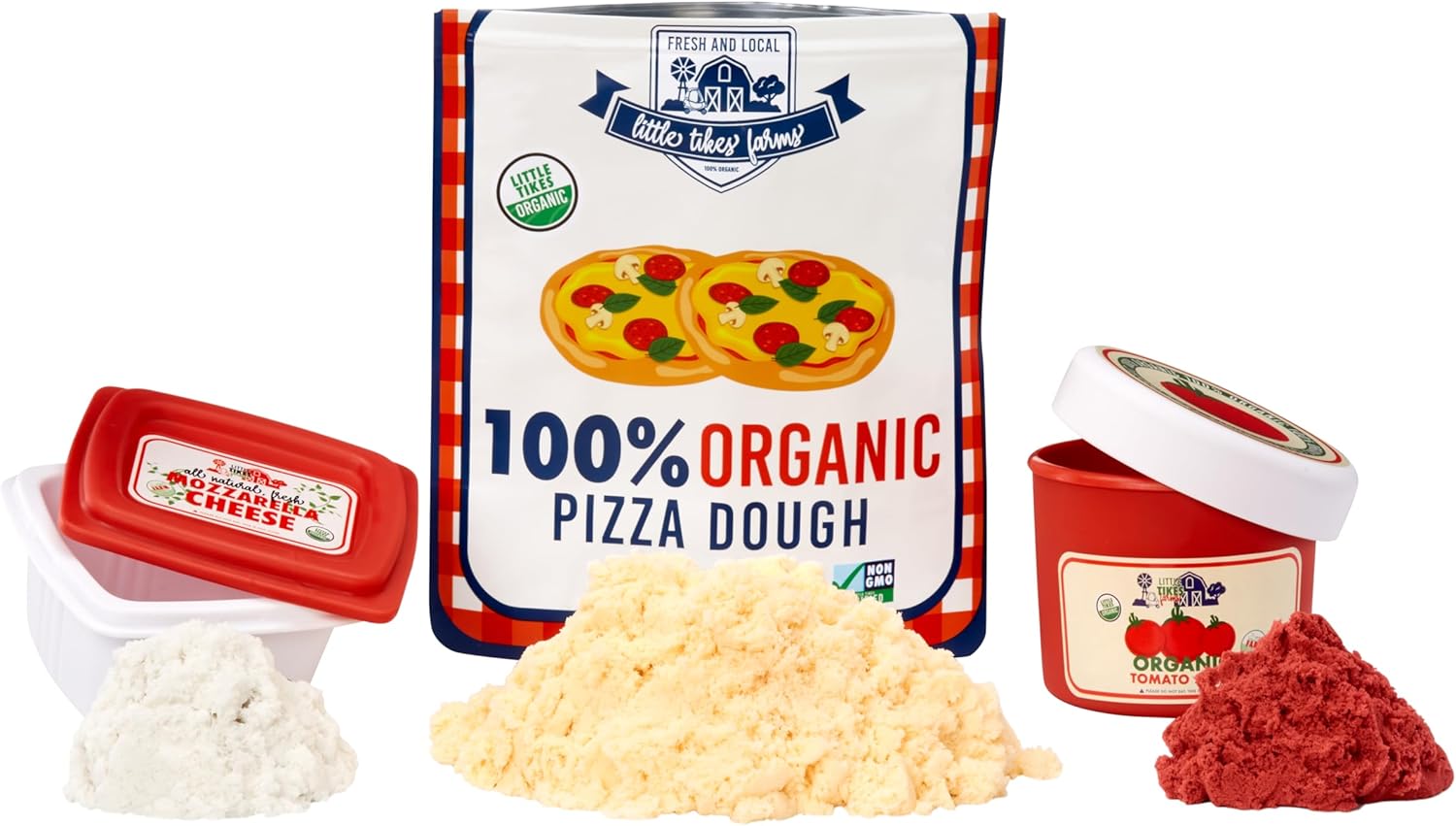 Little Tikes Creative Chefs Pizza Kit - con Arena Especial de Juego Make-It! Mix, 22 Accesorios, Juego de Chef de Pizza Realista, para Niños y Niñas Mayores de 3 Años, NO Comestible
