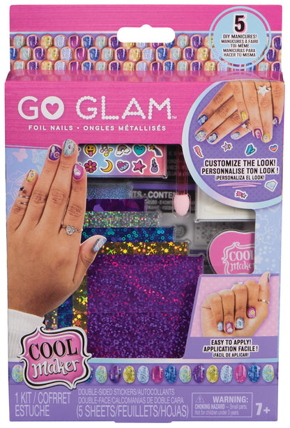 Cool MAKER, GO GLAM Foil Nails Kit with 6 Sheets of Shimmer Foil & Nail Stickers for 5 DIY Manicures, Arts and Crafts Kids’ Toys for Girls Aged 7+