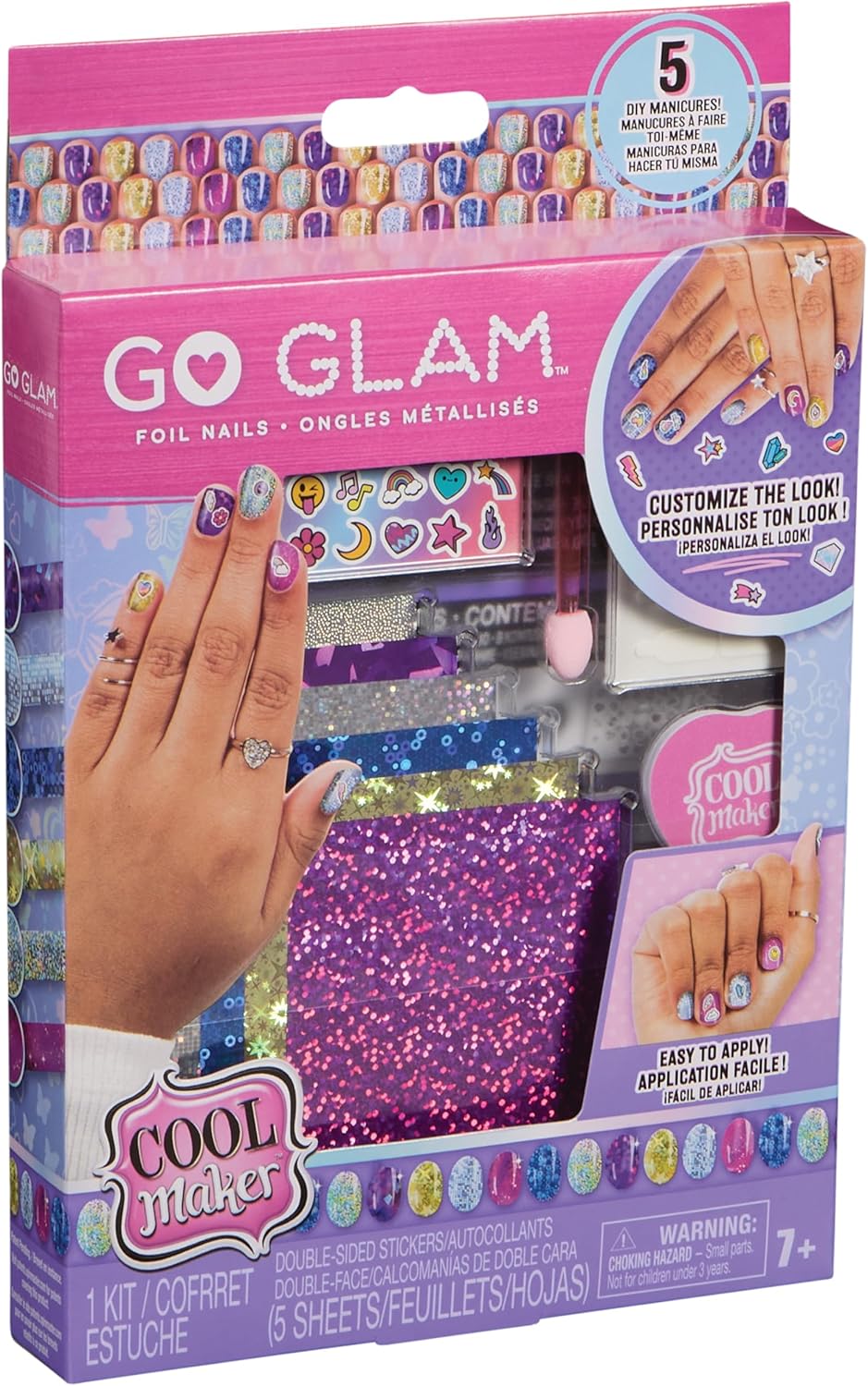 Cool MAKER, GO GLAM Foil Nails Kit with 6 Sheets of Shimmer Foil & Nail Stickers for 5 DIY Manicures, Arts and Crafts Kids’ Toys for Girls Aged 7+