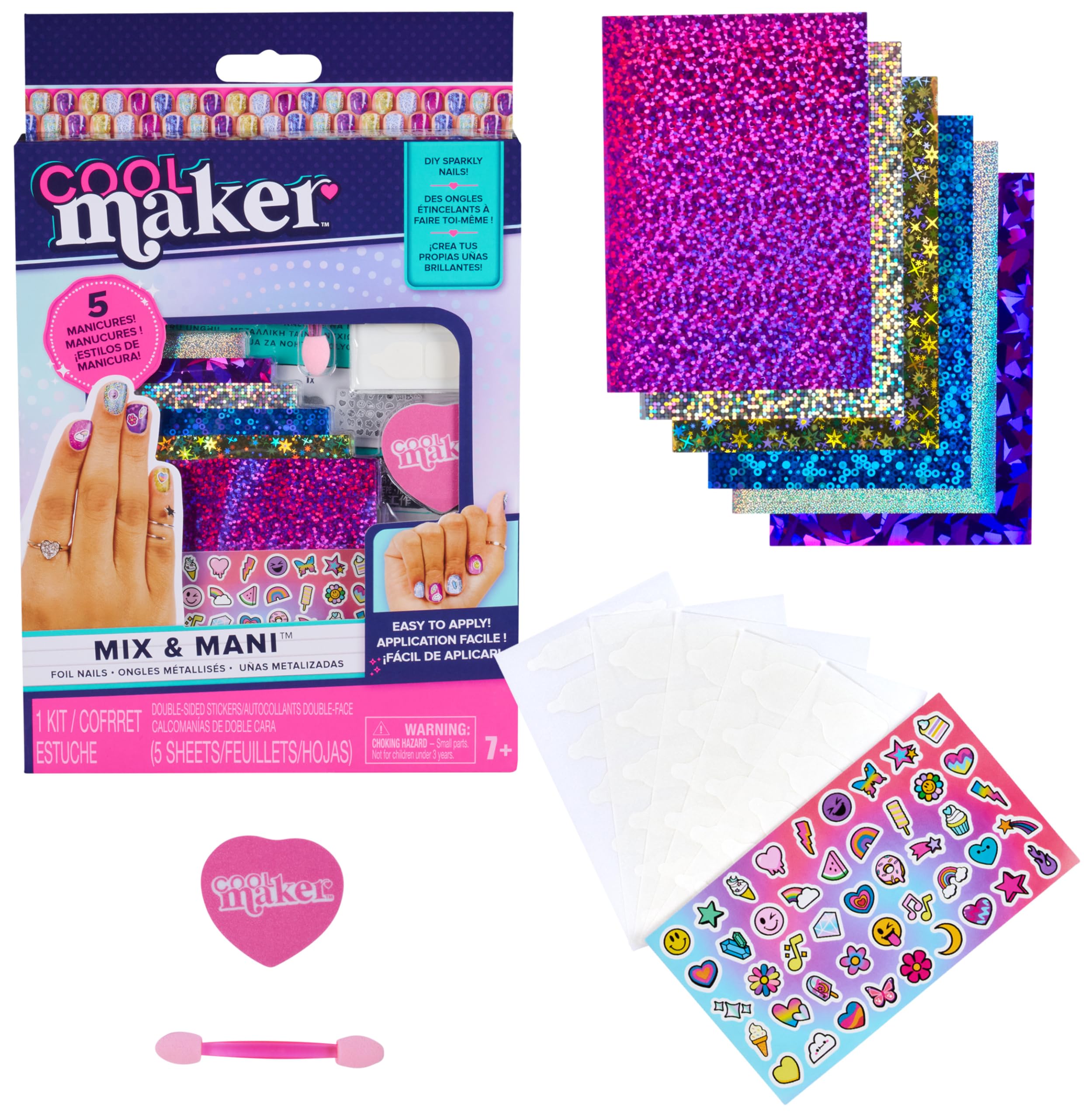Cool MAKER, GO GLAM Foil Nails Kit with 6 Sheets of Shimmer Foil & Nail Stickers for 5 DIY Manicures, Arts and Crafts Kids’ Toys for Girls Aged 7+