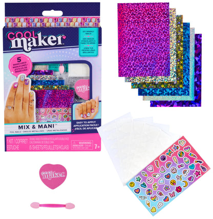 Cool MAKER, GO GLAM Foil Nails Kit with 6 Sheets of Shimmer Foil & Nail Stickers for 5 DIY Manicures, Arts and Crafts Kids’ Toys for Girls Aged 7+