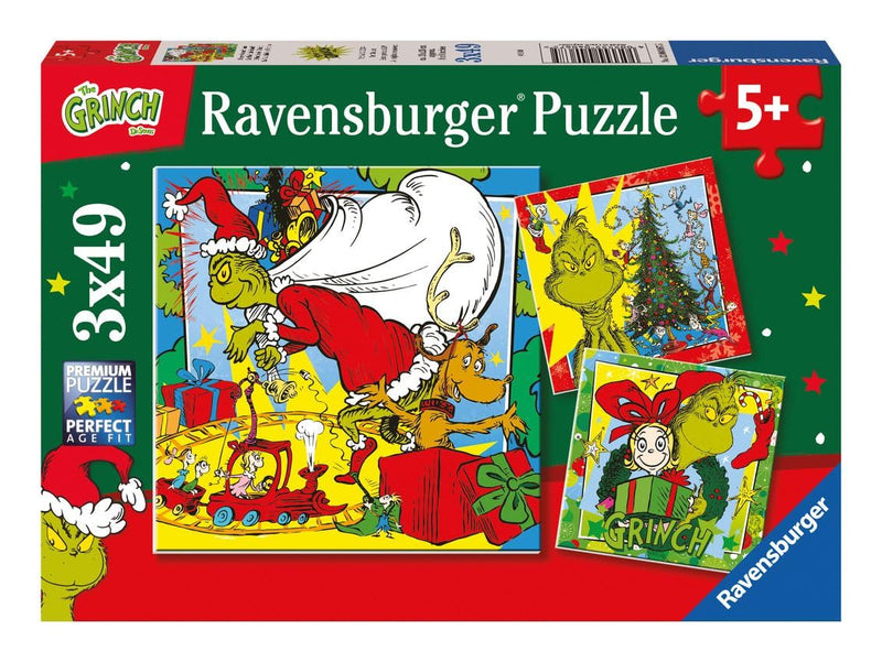 Ravensburger 12004067 The Grinch Christmas Jigsaw Puzzles for Kids Age 5 Years Up-3x 49 Pieces, Multicolour, One Size
