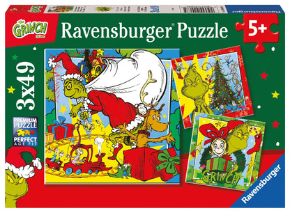 Ravensburger 12004067 The Grinch Christmas Jigsaw Puzzles for Kids Age 5 Years Up-3x 49 Pieces, Multicolour, One Size