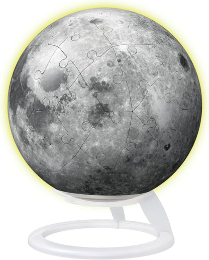 Ravensburger 11586 Glow in The Dark Moon-3D Puzzles for Kids Age 6 Years Up-72 Pieces-No Glue Required, White, One Size