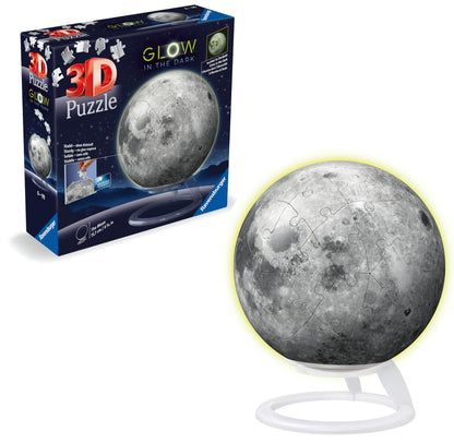 Ravensburger 11586 Glow in The Dark Moon-3D Puzzles for Kids Age 6 Years Up-72 Pieces-No Glue Required, White, One Size