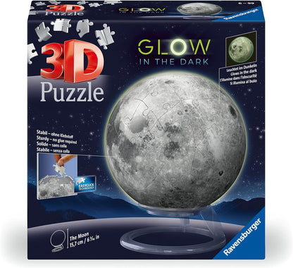 Ravensburger 11586 Glow in The Dark Moon-3D Puzzles for Kids Age 6 Years Up-72 Pieces-No Glue Required, White, One Size