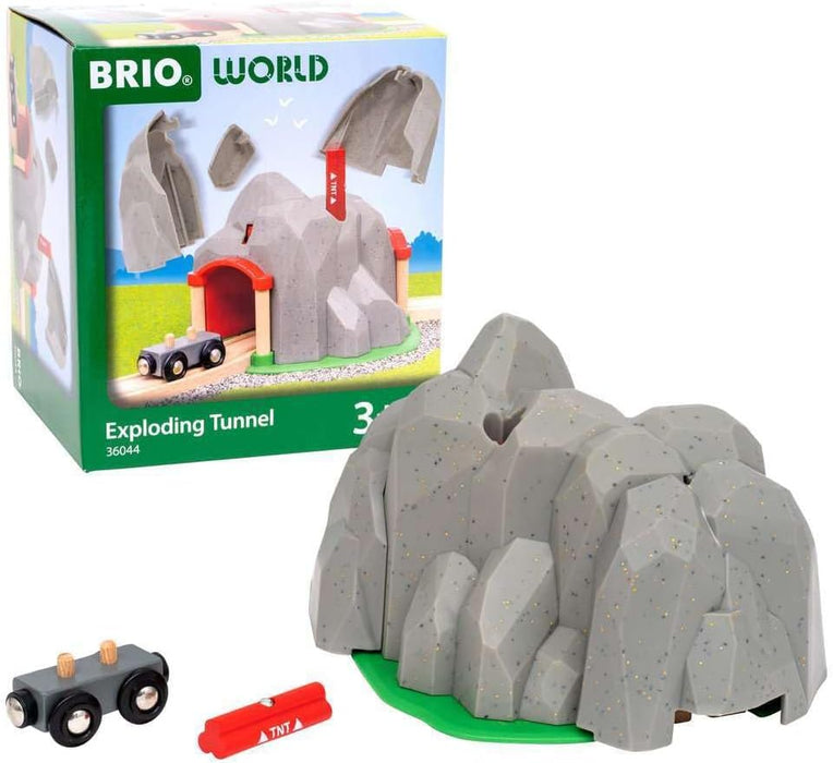 BRIO World Exploding Train Track Tunnel, Wooden Railway Accessories and Adds On, Kids Age 3 Years Up