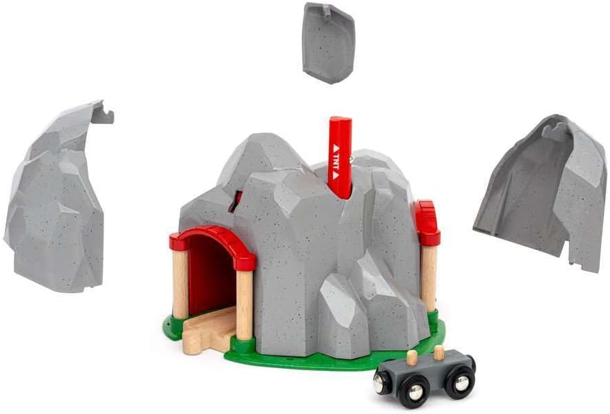 BRIO World Exploding Train Track Tunnel, Wooden Railway Accessories and Adds On, Kids Age 3 Years Up