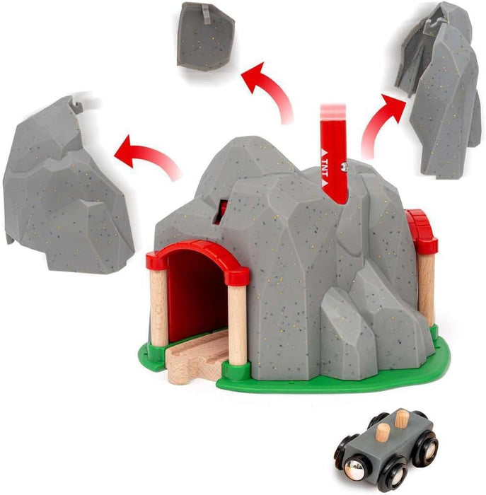 BRIO World Exploding Train Track Tunnel, Wooden Railway Accessories and Adds On, Kids Age 3 Years Up