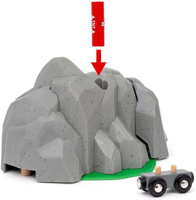 BRIO World Exploding Train Track Tunnel, Wooden Railway Accessories and Adds On, Kids Age 3 Years Up