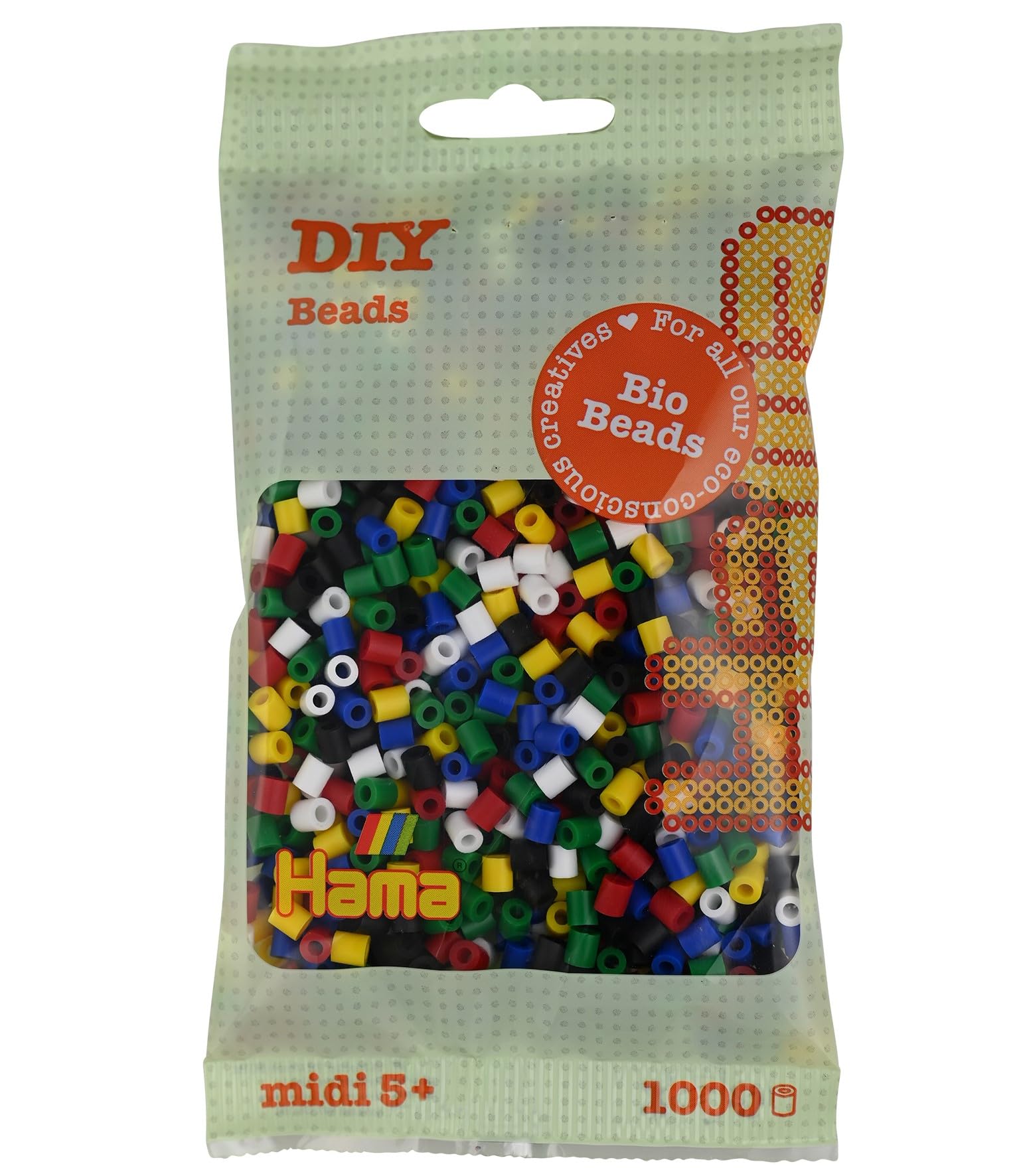 Hama Midi Bio Beads Bag | Ca. 1000 zekeringskralen | mozaïek decoratie kunst en ambacht voor creatieve kinderen vanaf 5 jaar | Verschillende kleuren Verschillende kleuren 198
