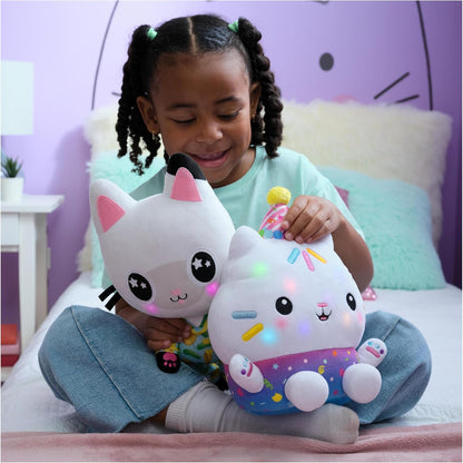 Gabby's Dollhouse Celebrations, Sprinkle Party Cakey Cat Soft Toy, 25-Centimetre Interactive Soft Toy with Sounds, Kids’ Toys for Girls and Boys Aged 3+