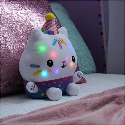 Gabby's Dollhouse Celebrations, Sprinkle Party Cakey Cat Soft Toy, 25-Centimetre Interactive Soft Toy with Sounds, Kids’ Toys for Girls and Boys Aged 3+