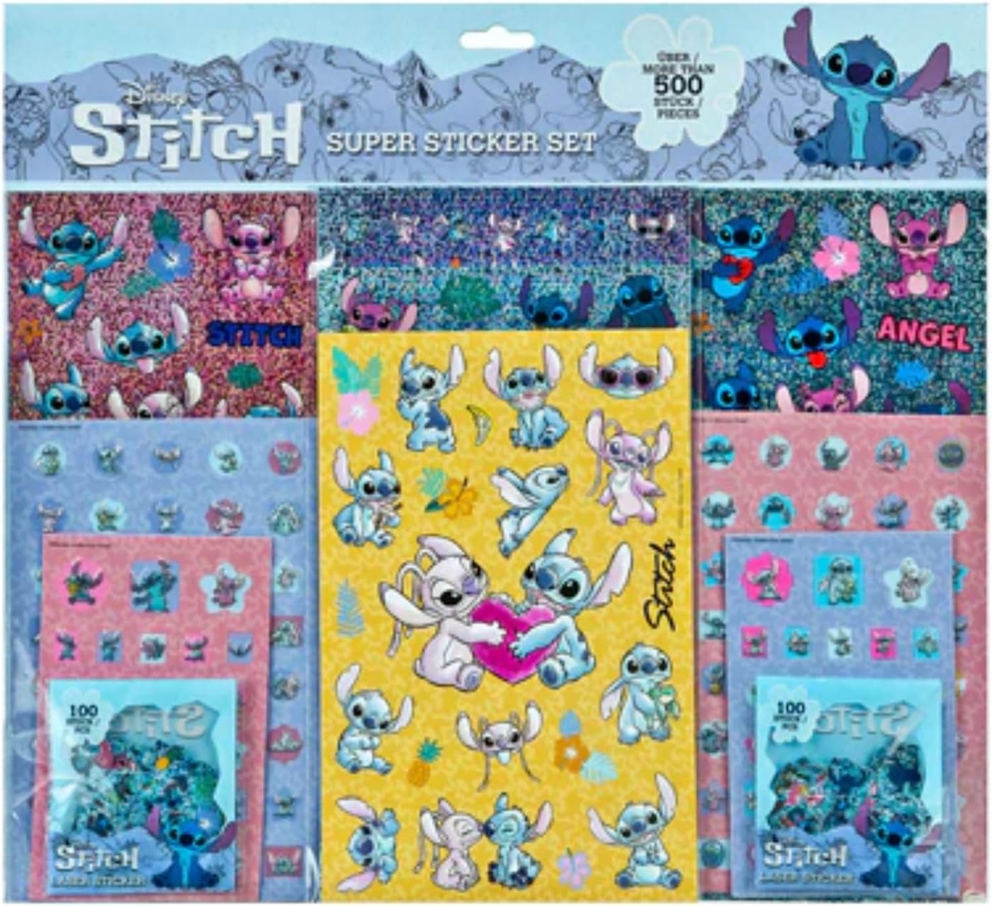 Disney Set di 500 Adesivi Decorativi Lilo e Stitch, Multicolore